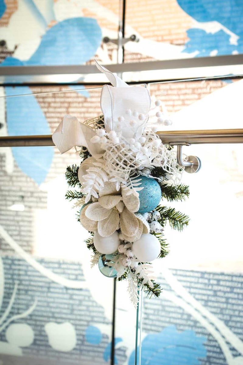 White and blue holiday decor