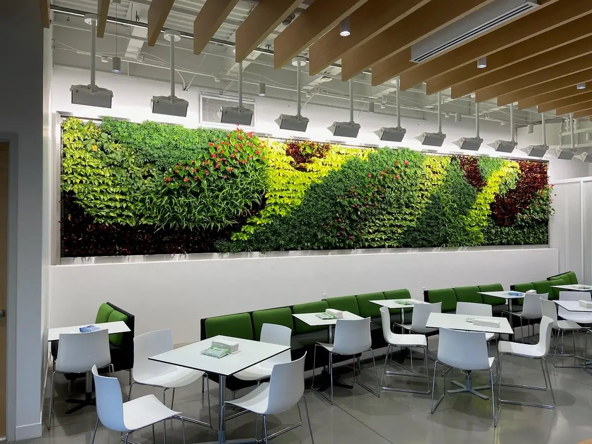 living wall, office common space interior