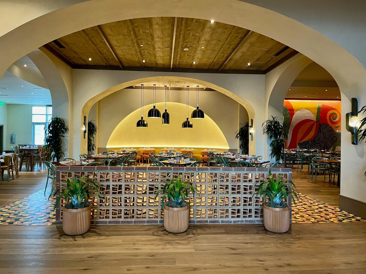 Plants in a hotel dining area