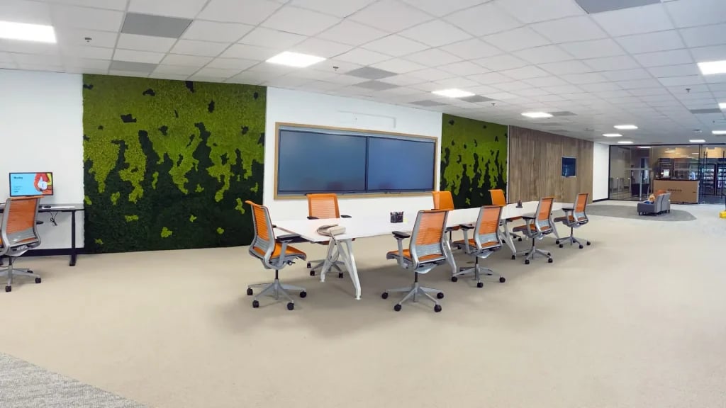 data refinery in houston has moss wall art done by Natura 