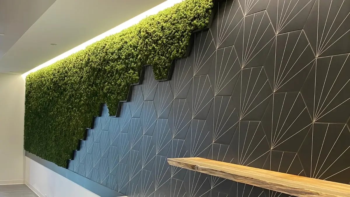 interior moss wall, multi-tenant space