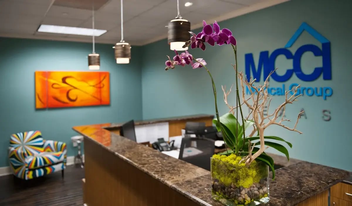 Medical office space with orchids 