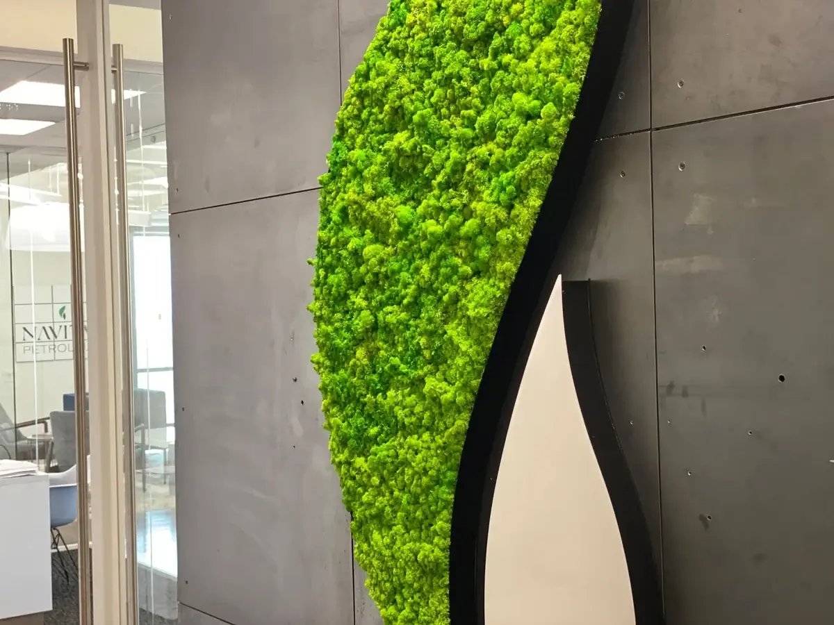 Interior moss wall, office space