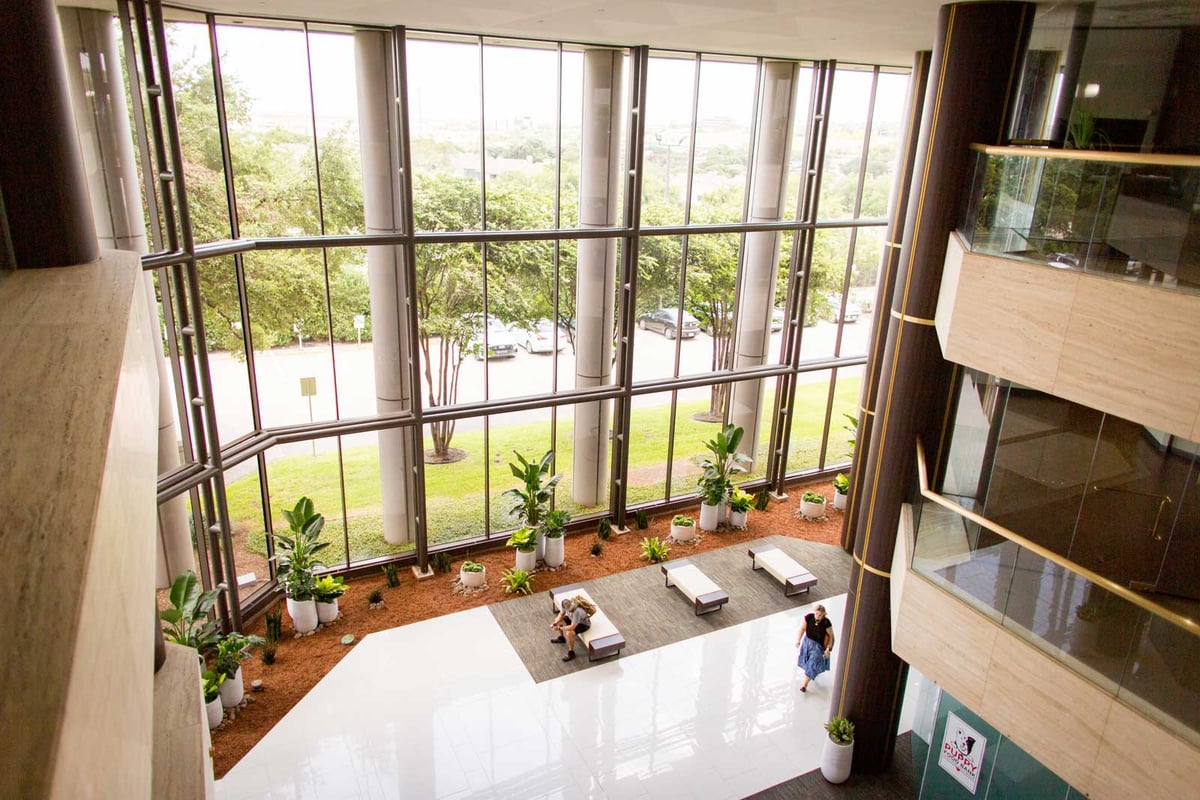 Plants in the lobby of a multi-tenant bulding