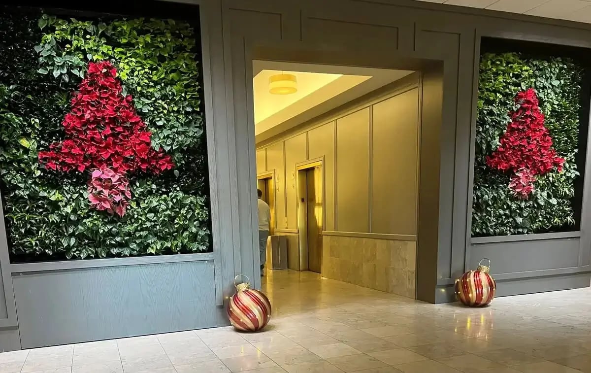 Westin DFW Green Wall with Poinsettias