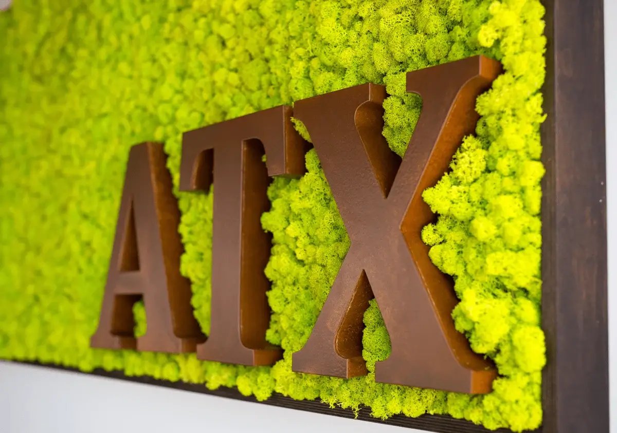 Moss wall with acrylic elements