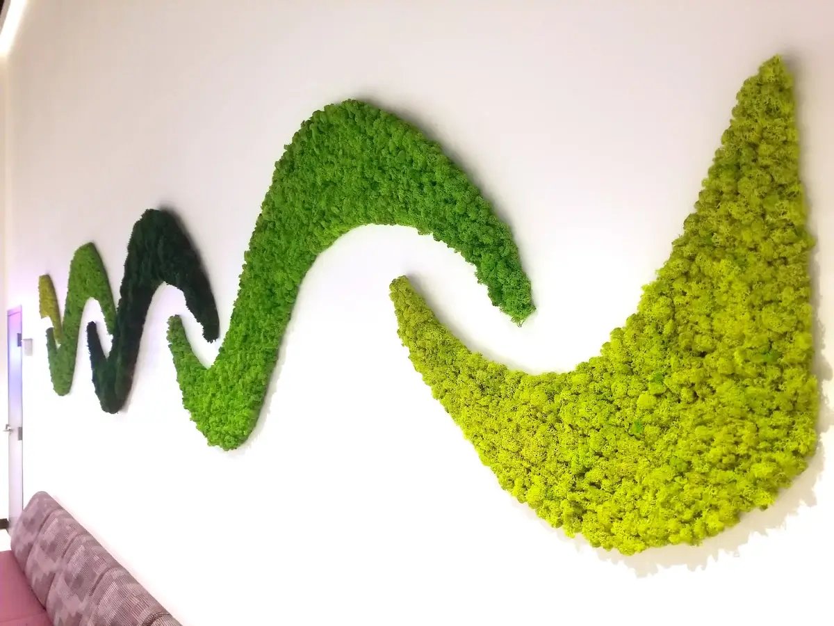 Moss wall / art with multi color wave design 
